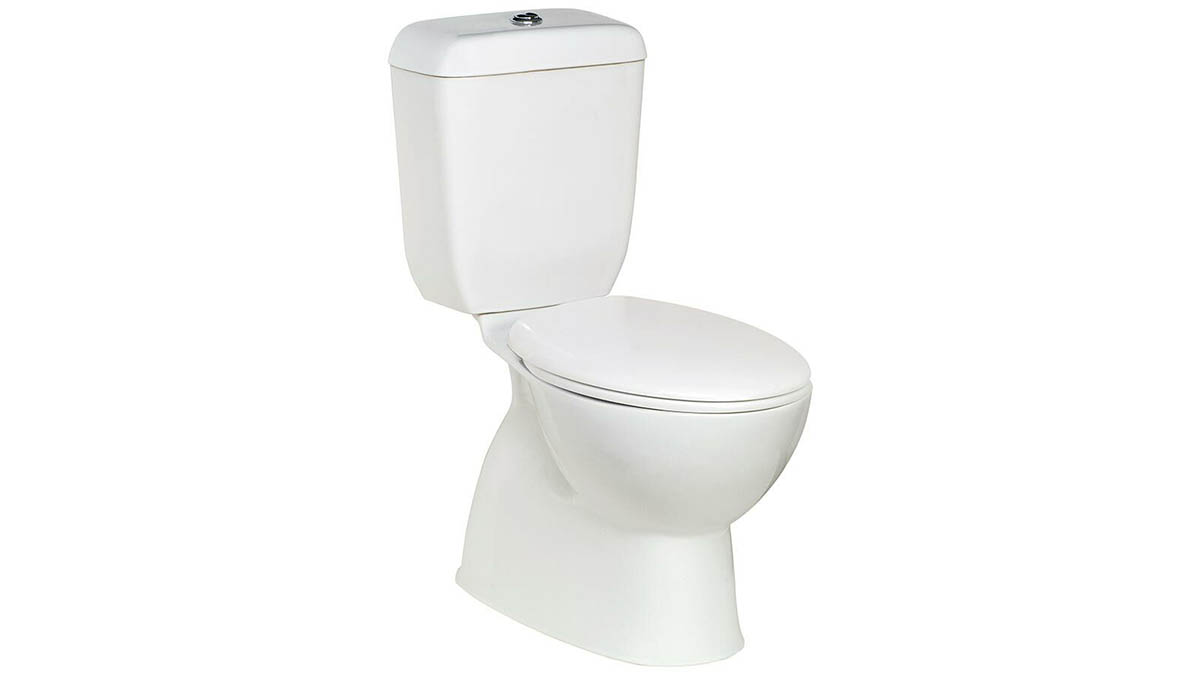 Posh Solus Round Toilet Suite Closed Coupled P-Trap with Quick Release Soft Close Seat White / Chrome