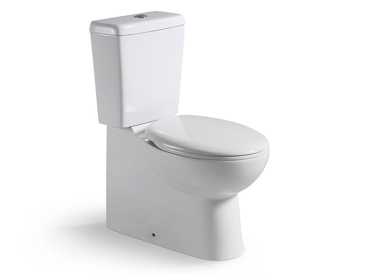 Posh Solus Square Close Coupled Back to Wall Back Inlet Toilet Suite S&P Trap with Soft Close Quick Release Seat White/ Chrome carousel image