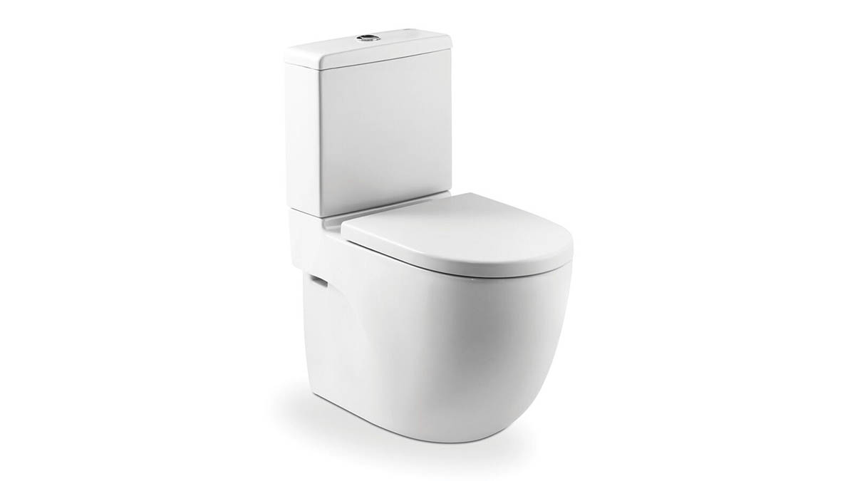 Roca Meridian Close Coupled Back to Wall Back Inlet Toilet Suite, S&P Trap with Soft Close Seat Quick Release MK2 White/ Chrome