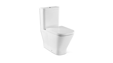 Roca The Gap Close Coupled Back to Wall Toilet Suite, Back Inlet S&P Trap with Soft Close Quick Release MK2 Seat White/ Chrome