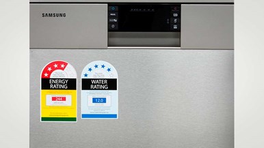 Samsung DW-FG725L dishwasher-close-up-ratings-view