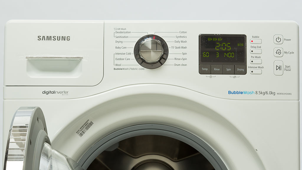 Samsung WD856UHSAWQ Bubble Wash Washer Dryer Combo Controls