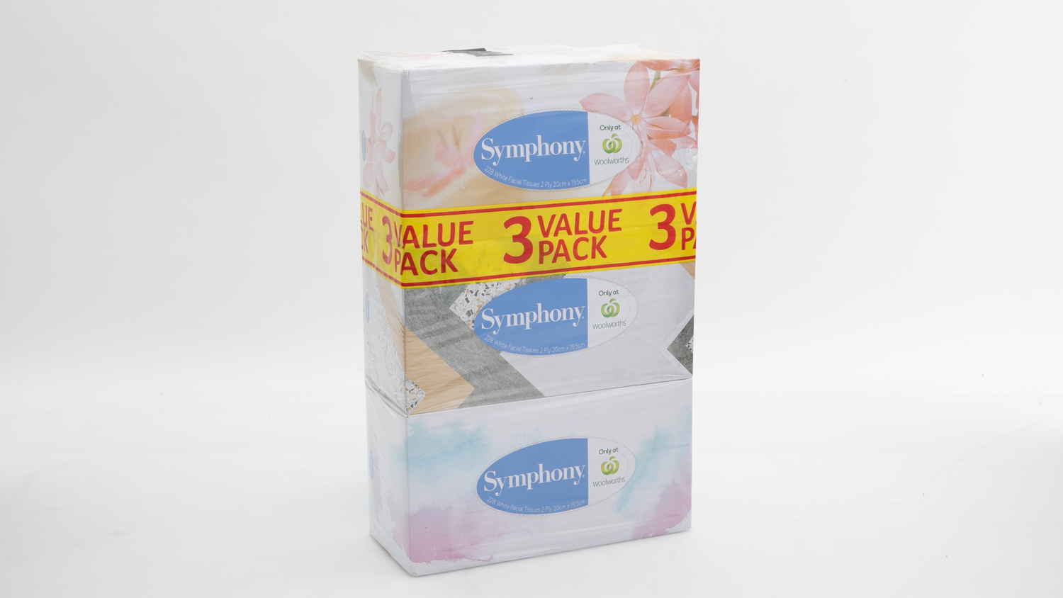 Symphony 2 ply 228 White Facial Tissues Value 3 Pack carousel image