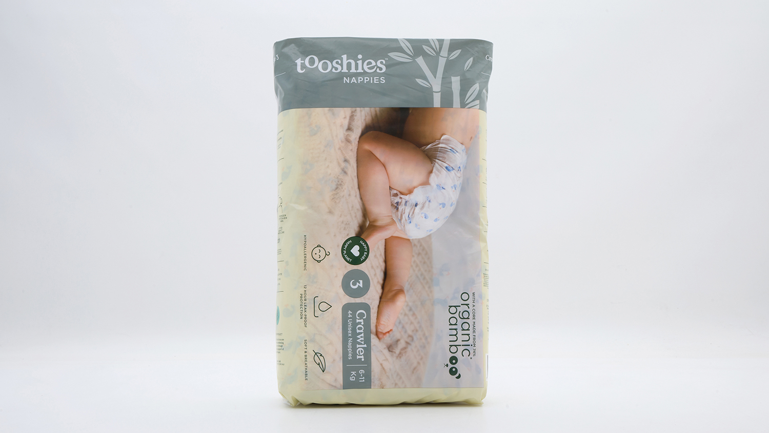 Tooshies Eco nappies with Organic Bamboo Crawler size 3