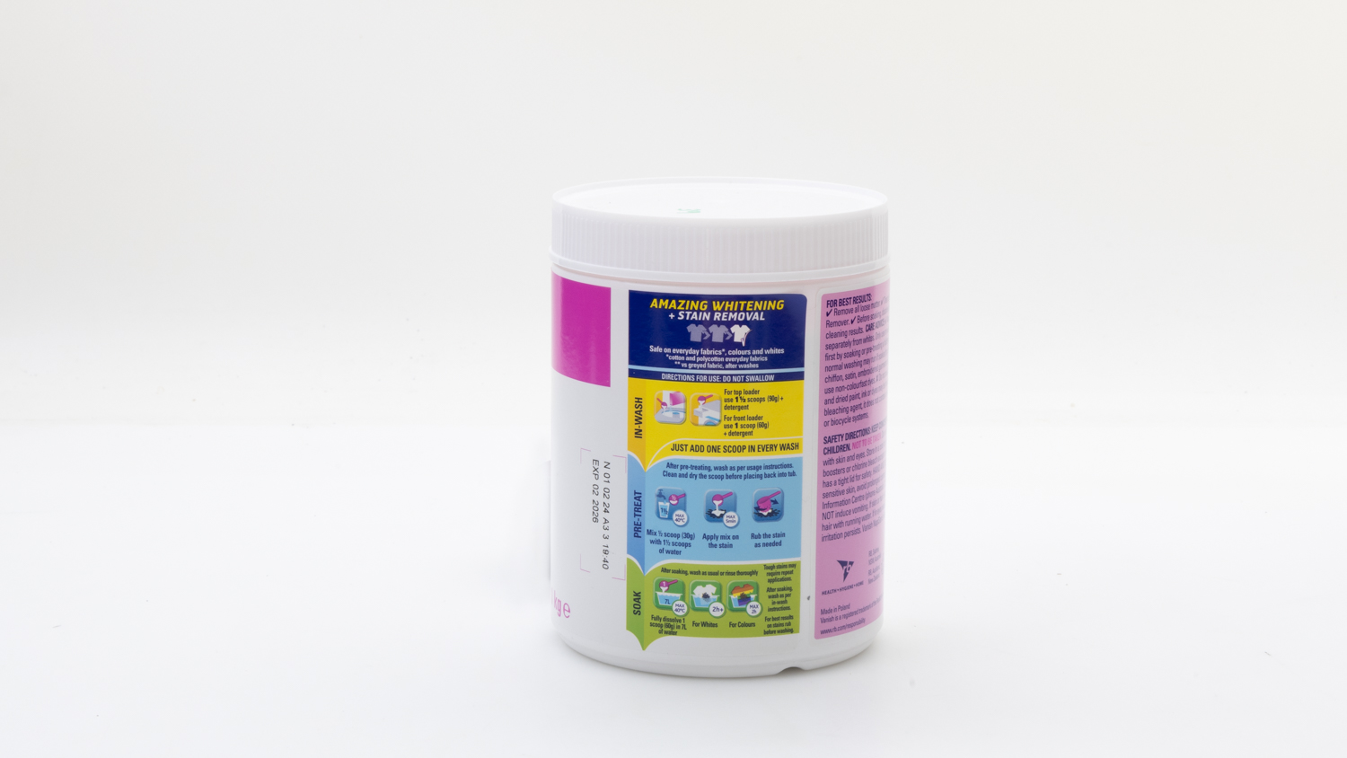 Vanish NapiSan Oxi Action Crystal White Powder Fabric Stain Remover + Whitener