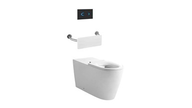 Wolfen 800 Back To Wall Rimless Pan with Inwall Cistern, Sensor Button, Backrest, Single Flap Seat White