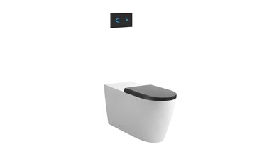 Wolfen 800 Back To Wall Rimless Pan with Inwall Cistern, Sensor Button, Double Flap Seat Grey