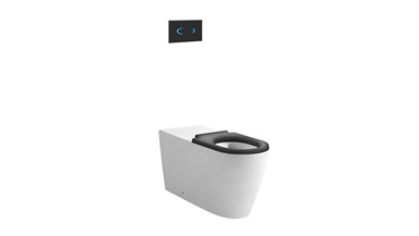 Wolfen 800 Back To Wall Rimless Pan with Inwall Cistern, Sensor Button, Single Flap Seat Grey