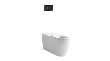 Wolfen 800 Back To Wall Rimless Pan with Inwall Cistern, Sensor Button, Single Flap Seat White