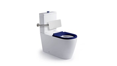 Wolfen 800 Close Coupled Back to Wall Rimless Toilet Suite with Single Flap Seat Blue with Backrest