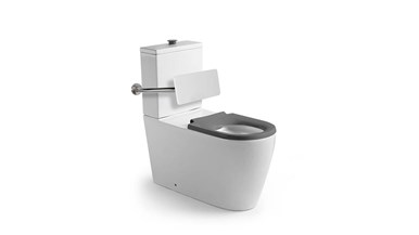 Wolfen 800 Close Coupled Back to Wall Rimless Toilet Suite with Single Flap Seat Grey with Backrest