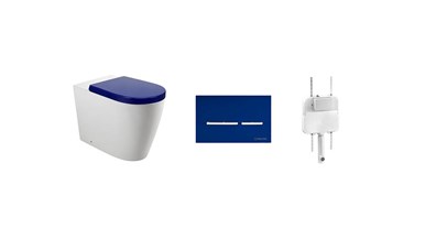 Wolfen Ambulant Back To Wall Inwall Rimless Toilet Suite Double Flap Seat Blue