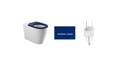 Wolfen Ambulant Back To Wall Inwall Rimless Toilet Suite Single Flap Seat Blue