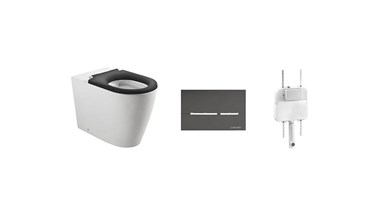 Wolfen Ambulant Back To Wall Inwall Rimless Toilet Suite Single Flap Seat Grey