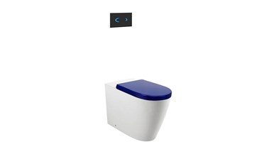 Wolfen Ambulant Back To Wall Rimless Pan with Inwall Cistern, Sensor Button, Double Flap Seat Blue