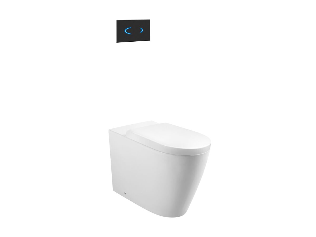 Wolfen Ambulant Back To Wall Rimless Pan with Inwall Cistern, Sensor Button, Double Flap Seat White carousel image