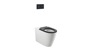 Wolfen Ambulant Back To Wall Rimless Pan with Inwall Cistern, Sensor Button, Single Flap Seat Grey