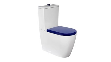 Wolfen Ambulant Close Coupled Back To Wall Rimless Toilet Suite Double Flap Seat Blue