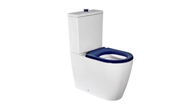 Wolfen Ambulant Close Coupled Back To Wall Rimless Toilet Suite Single Flap Seat Blue