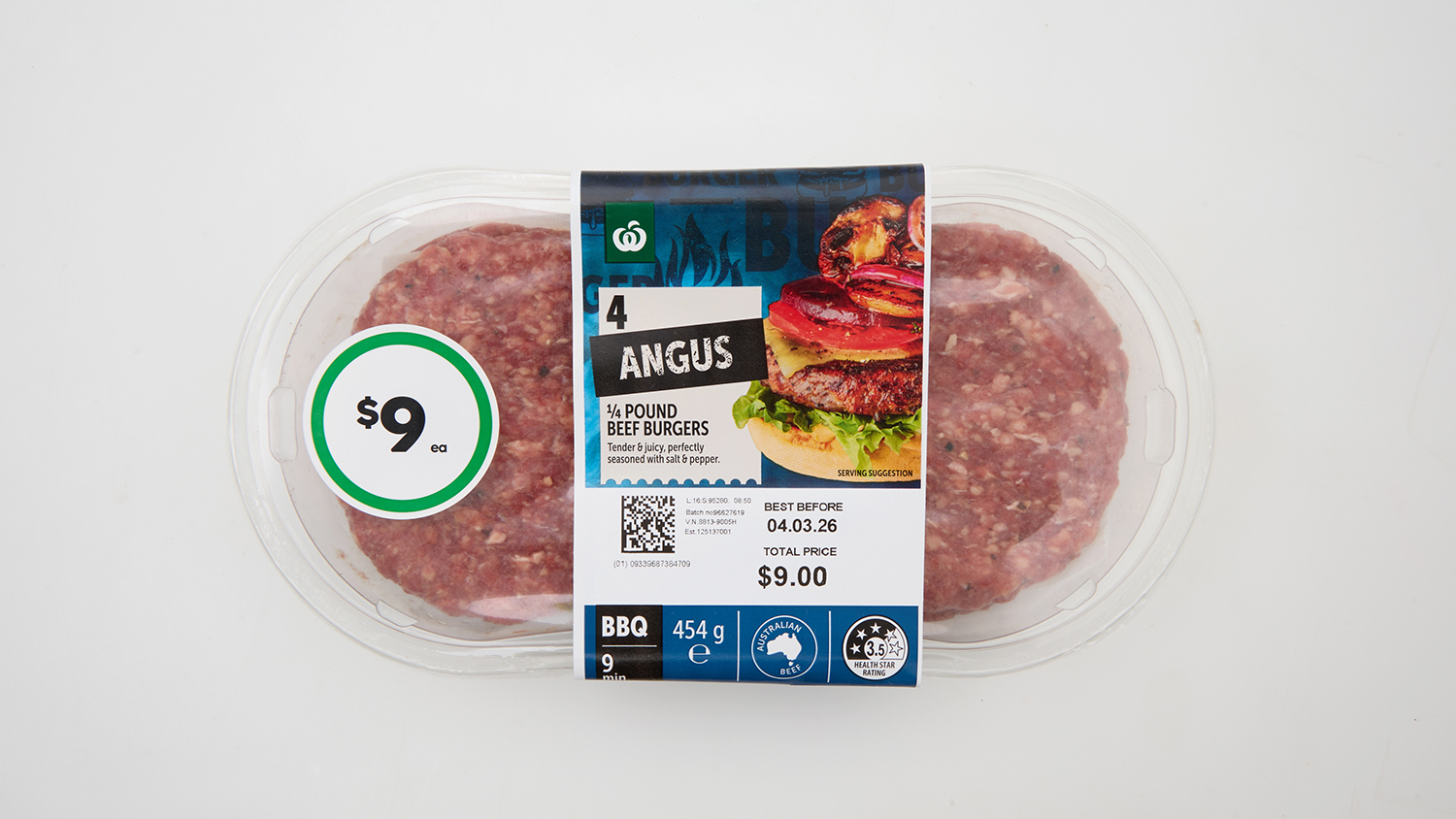Woolworths  Angus Quarter Pound Beef Burgers