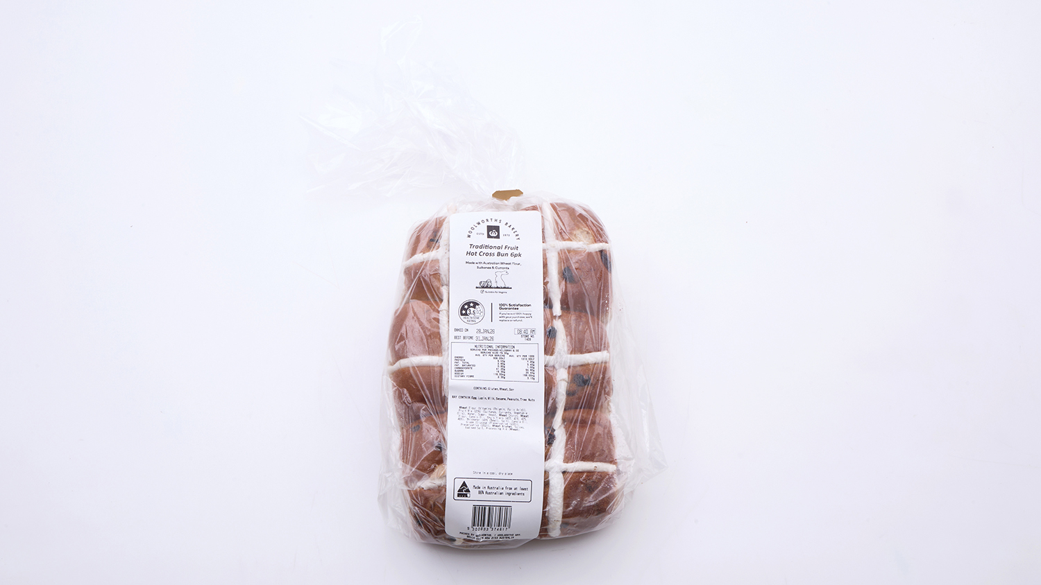 Woolworths Bakery  Traditional Fruit Hot Cross Buns