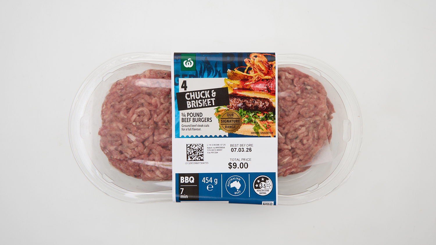Woolworths  Chuck & Brisket Quarter Pound Beef Burgers
