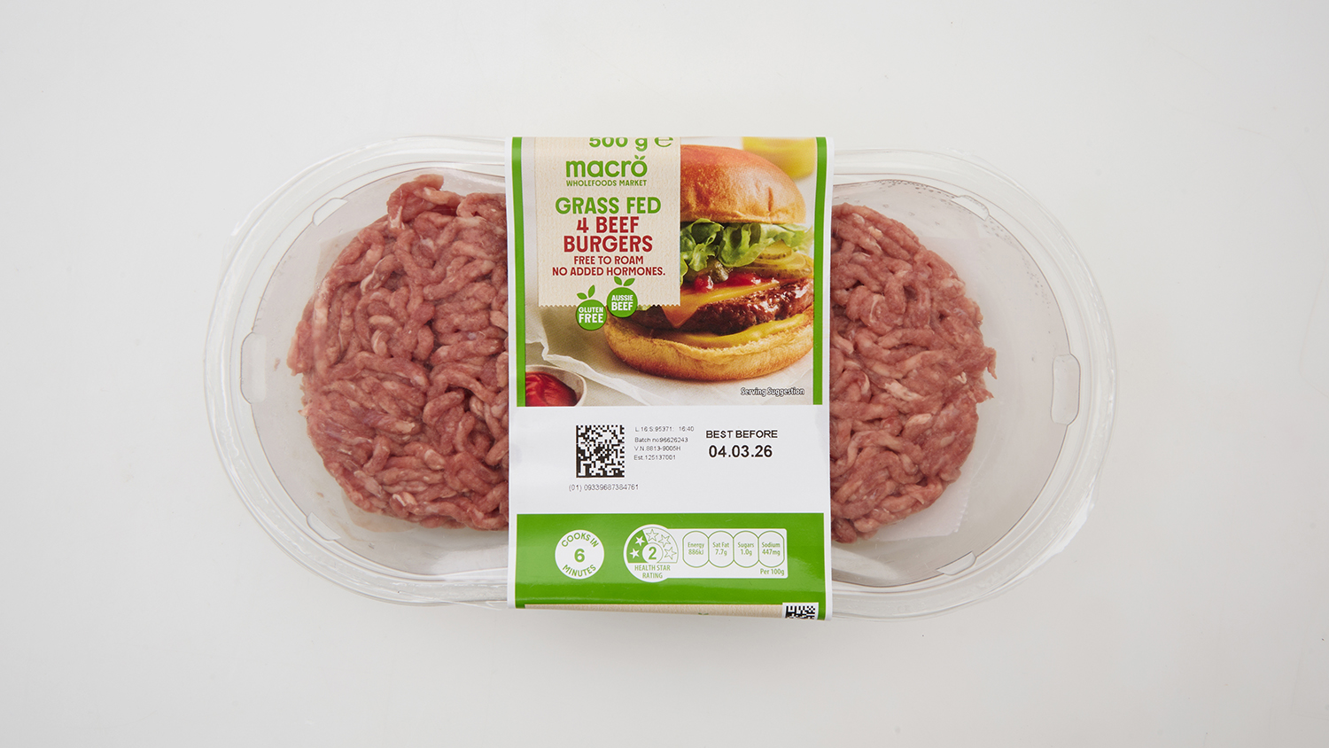 Woolworths Macro  Grass Fed Beef Burgers