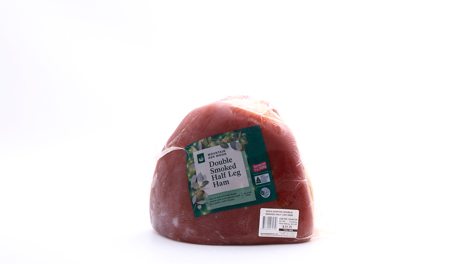 Woolworths Mountain Ash Wood Double Smoked Half Leg Ham
