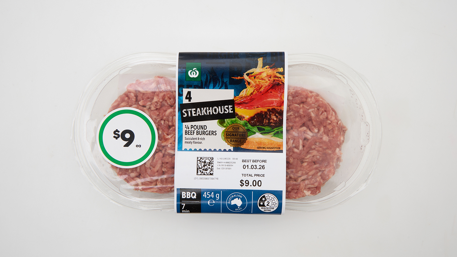Woolworths  Steakhouse Quarter Pound Beef Burgers