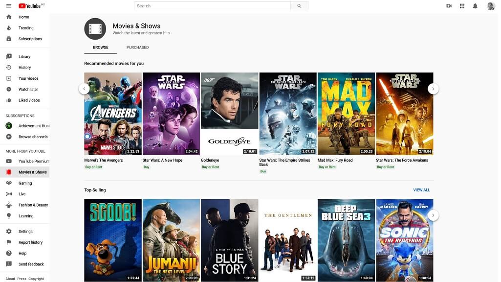 YouTube Movies u0026 Shows
