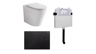 Zumi Java Concealed Cistern With ABS Square Matt Black Flush Plate And Pan