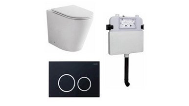 Zumi Java Concealed Cistern With Round ABS Plastic Black Flush Plate and Pan