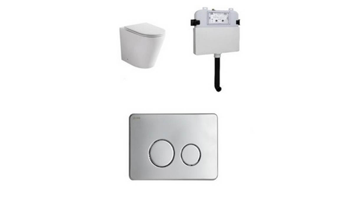 Zumi Java Concealed Cistern With Round Stainless Steel Satin Chrome Flush Plate And Pan carousel image