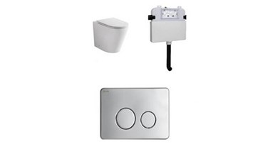 Zumi Java Concealed Cistern With Round Stainless Steel Satin Chrome Flush Plate And Pan