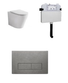Zumi Java Concealed Cistern With Square Stainless Steel Brushed Nickel Flush Plates And Pan carousel image