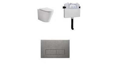 Zumi Java Concealed Cistern With Square Stainless Steel Brushed Nickel Flush Plates And Pan