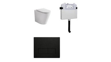 Zumi Java Concealed Cistern With Square Stainless Steel Gun Metal Flush Plates And Pan