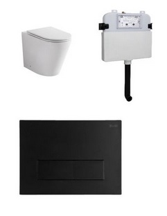 Zumi Java Concealed Cistern With Square Stainless Steel Matt Black Flush Plates And Pan carousel image