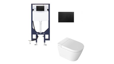 Zumi Novus Wall Hung Smart Toilet With ABS Plastic Square Matt Black Flush Plate