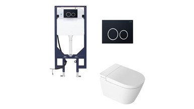 Zumi Novus Wall Hung Smart Toilet With ABS Round Black Flush Plate