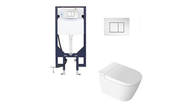 Zumi Novus Wall Hung Smart Toilet With ABS Square Chrome Flush Plate