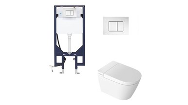 Zumi Novus Wall Hung Smart Toilet With Round Chrome ABS Plastic Flush Plate