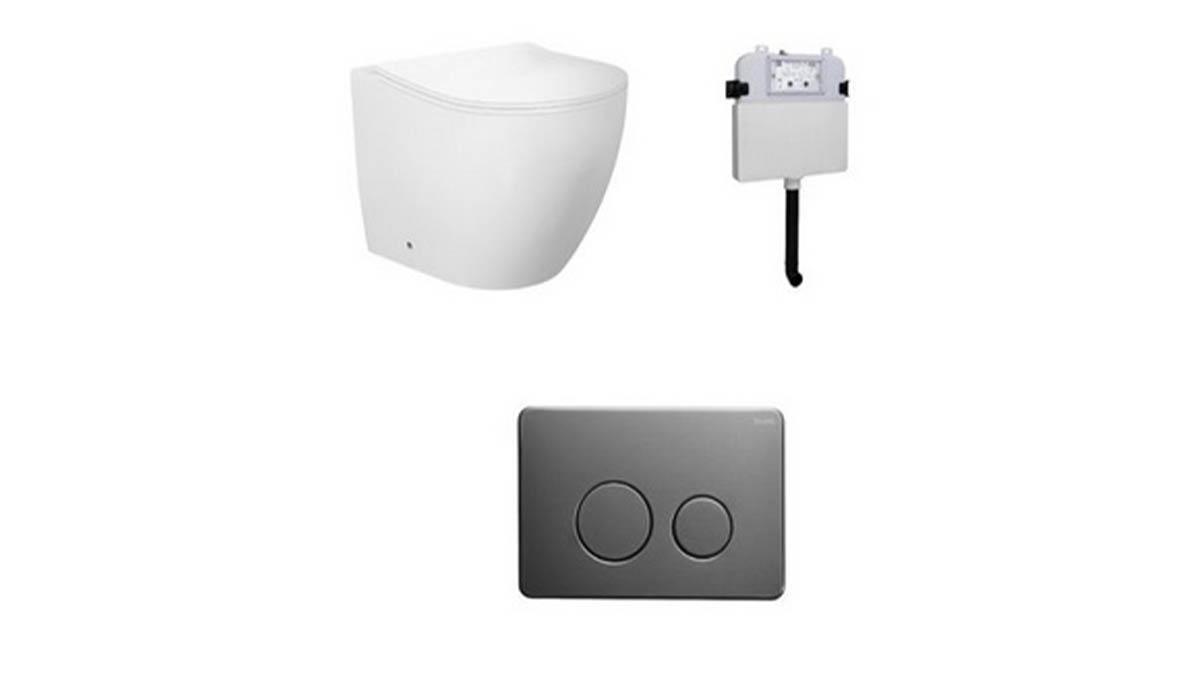 Zumi Venus Rimless Floor Pan with Round Gun Metal Flush Plate