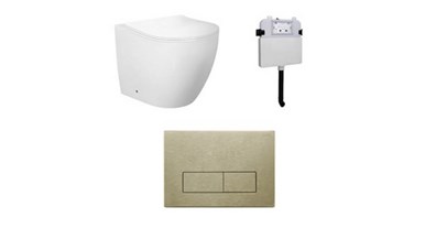 Zumi Venus Rimless Floor Pan With Square Brushed Gold Flush Plate