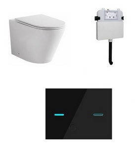 Zumi Zumi Zero-Java Touchless Concealed Cistern And Venus Pan With Touchless Glass Black Sensor Button carousel image
