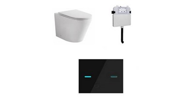 Zumi Zumi Zero-Java Touchless Concealed Cistern And Venus Pan With Touchless Glass Black Sensor Button